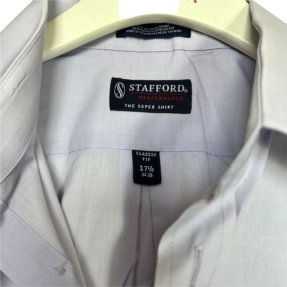 Stafford Performance The Super Shirt Dress Shirt Classic Fit Neck Size 17.5 - Picture 3 of 16